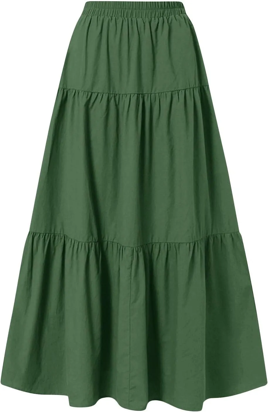 Maxi Skirts for Women 2025 Fashion Boho Long Skirt Summer Beach Swing Ruffle Tiered A-Line Pleated Elastic Waist