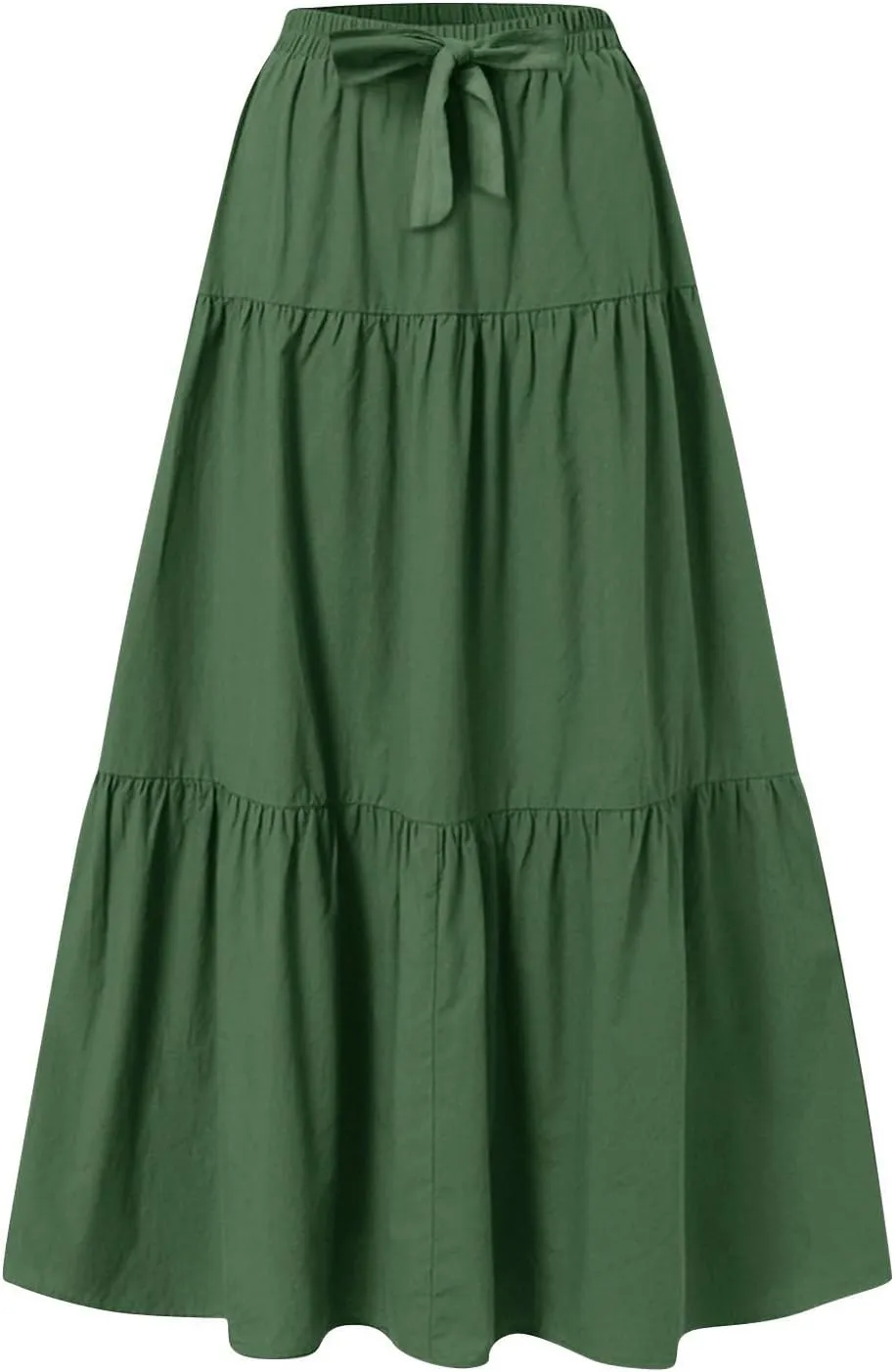 Maxi Skirts for Women 2025 Fashion Boho Long Skirt Summer Beach Swing Ruffle Tiered A-Line Pleated Elastic Waist
