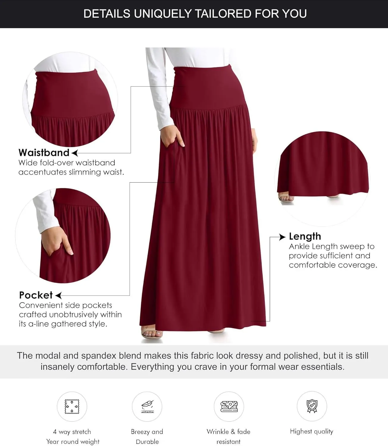 Maxi Skirts for Women Ankle Length Skirt Casual Long Skirt High Waisted Maxi Skirt Reg and Plus Size Skirt Long Skirt