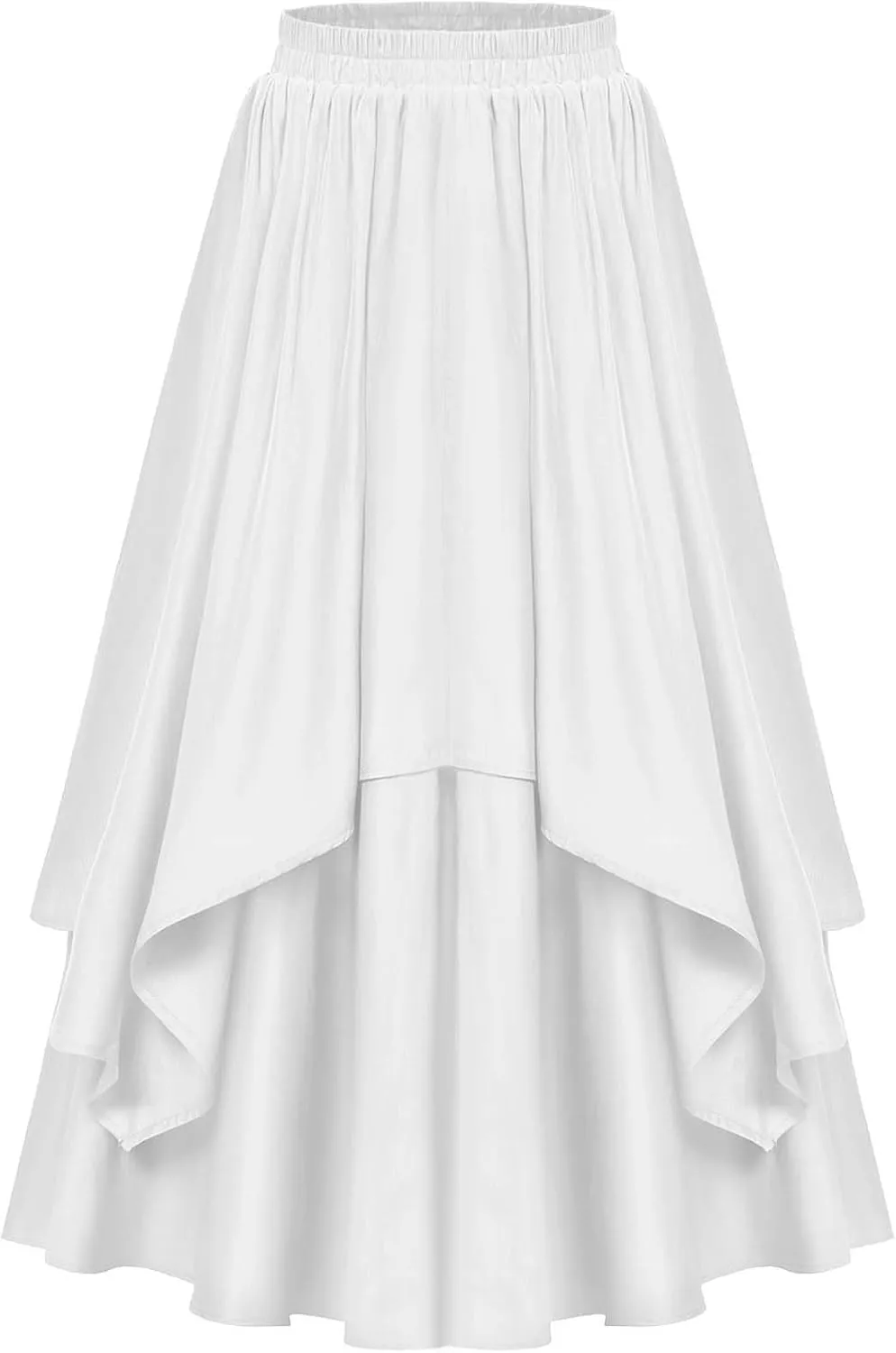 Maxi Skirts for Women High Waist Renaissance Double Layered Long Skirt Vintage Pleated Flowy Solid Summer Skirt