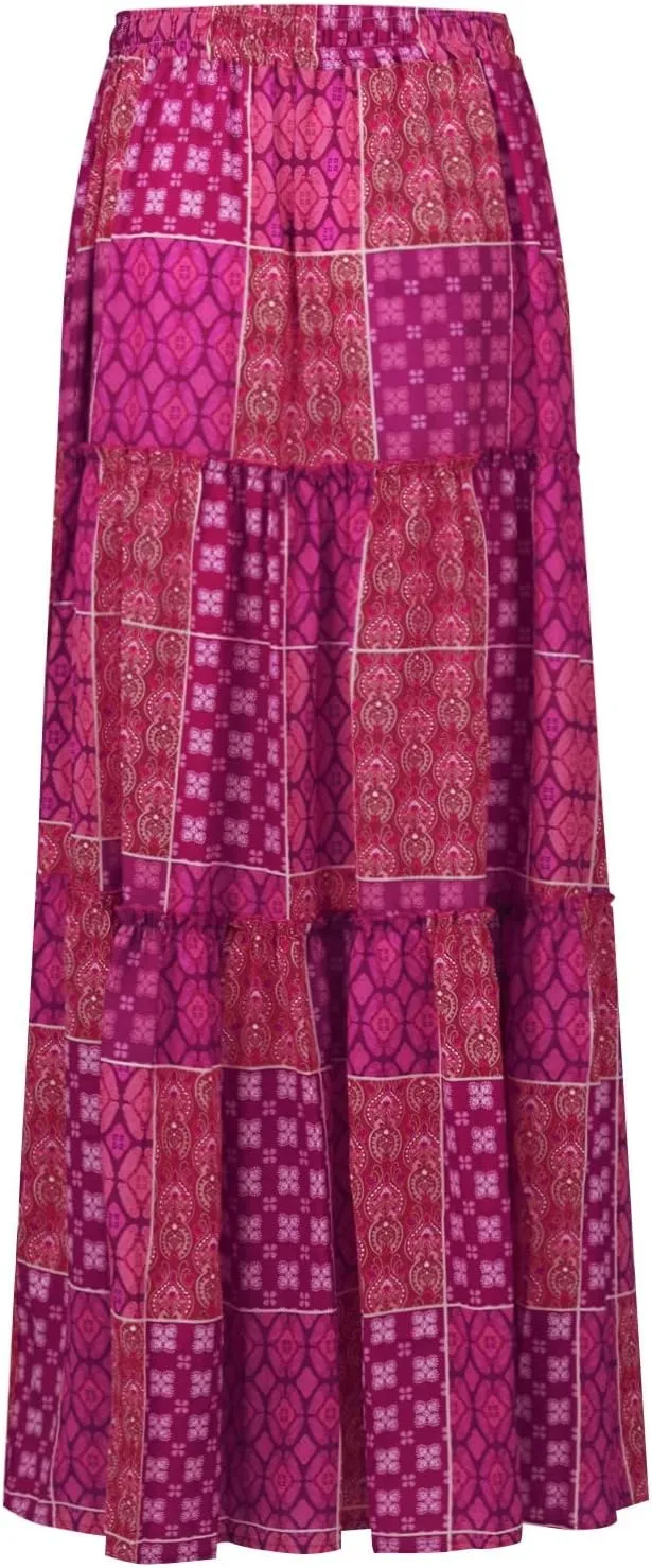 Maxi Skirts,Pleated Flowy Long Skirts for Women 2025 High Waisted Womens Boho Maxi Skirt with Pockets Trendy