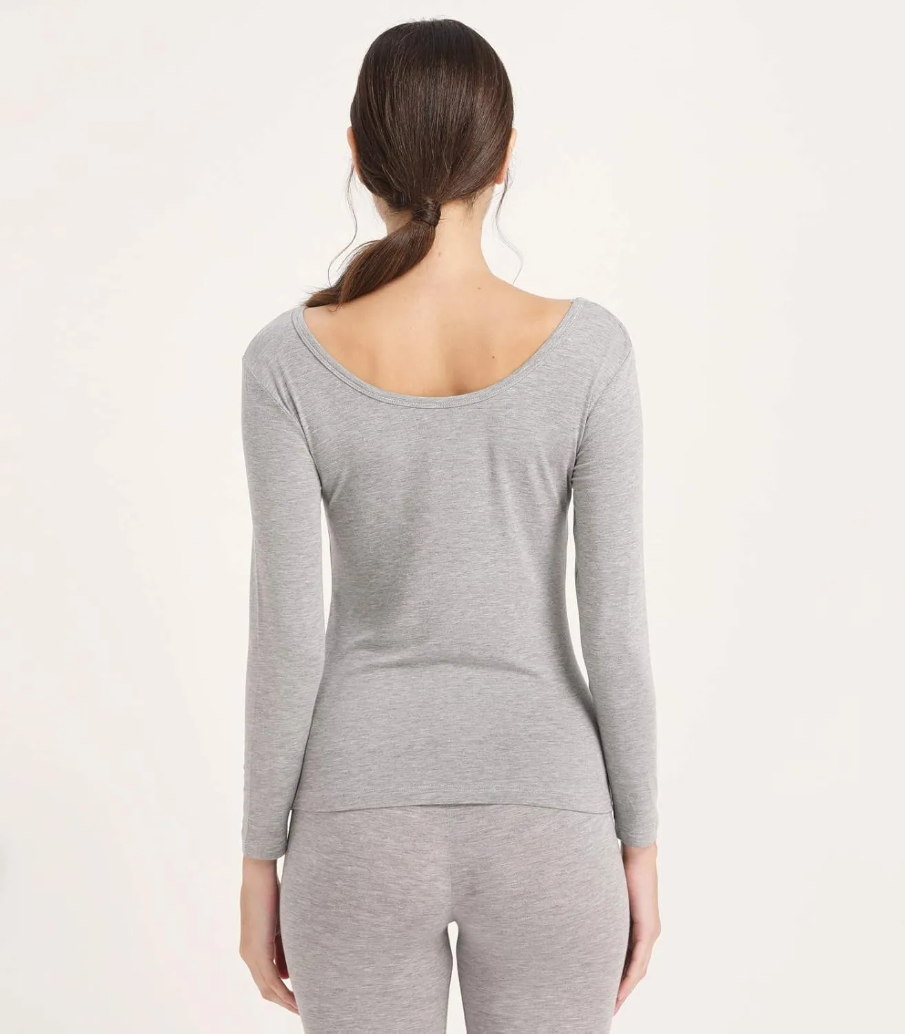 Mcilia Women's Ultrathin Modal Thermal Baselayer Top Scoop Neck Long Sleeve Undershirt