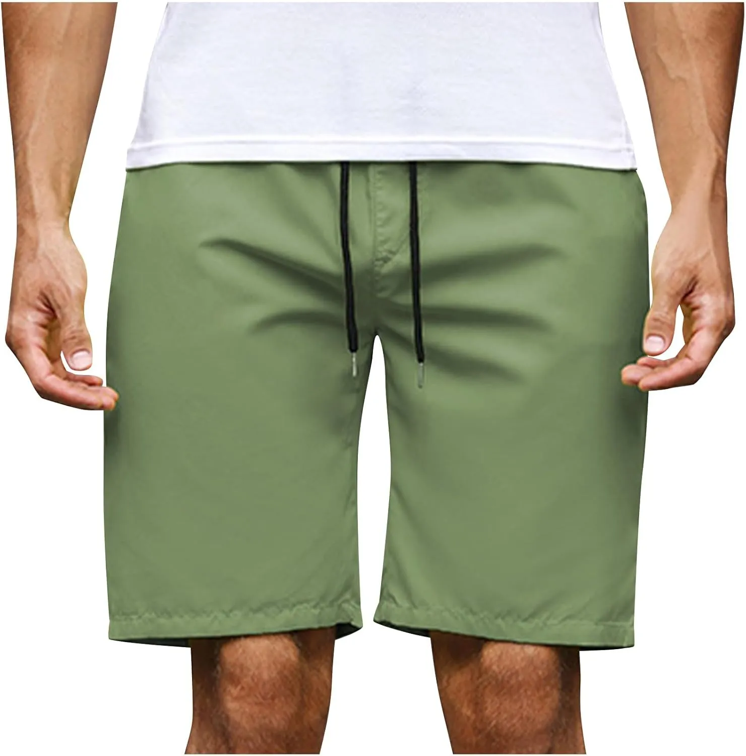 Mens Bermuda Shorts Summer Casual Short Length Trousers Running Shorts Half Pants with Pockets for Gym Sports Work Cycling