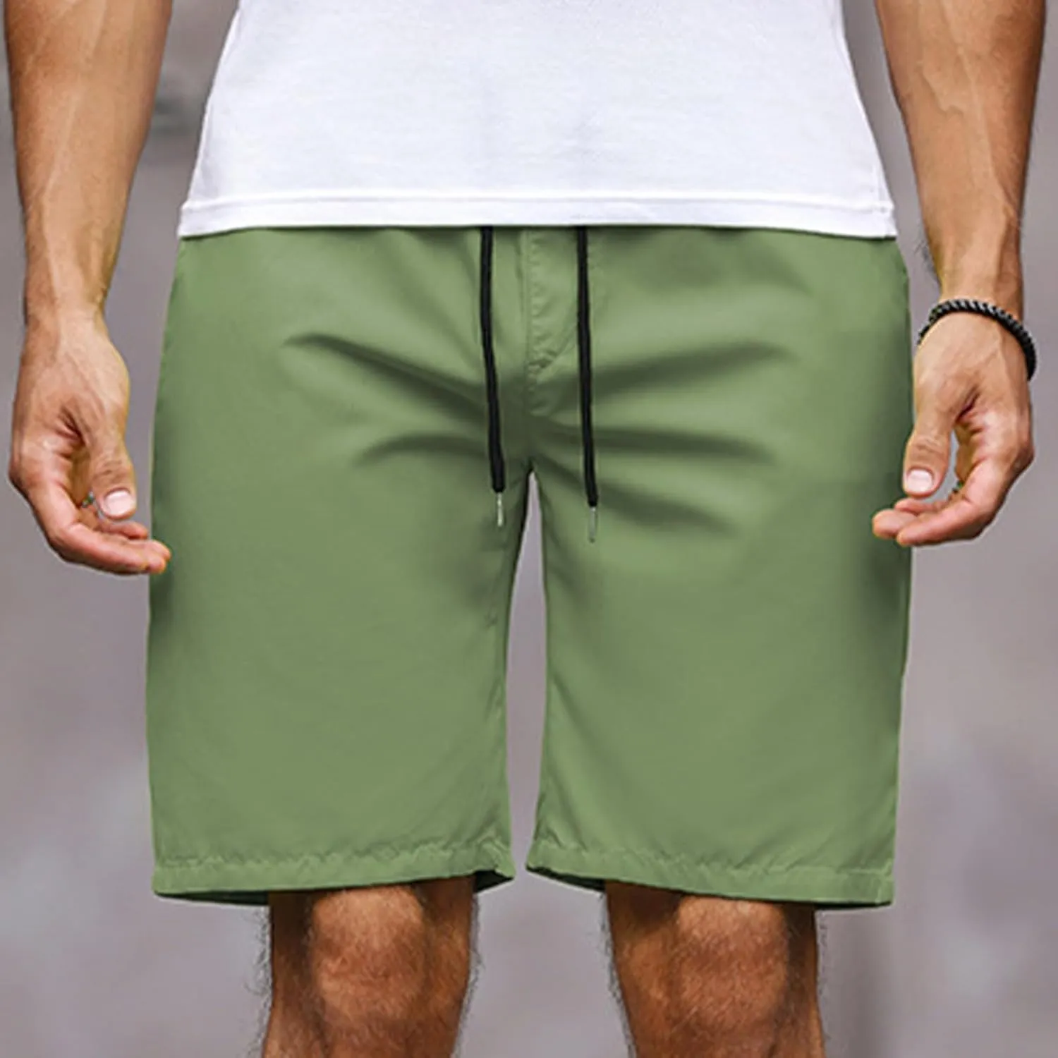 Mens Bermuda Shorts Summer Casual Short Length Trousers Running Shorts Half Pants with Pockets for Gym Sports Work Cycling