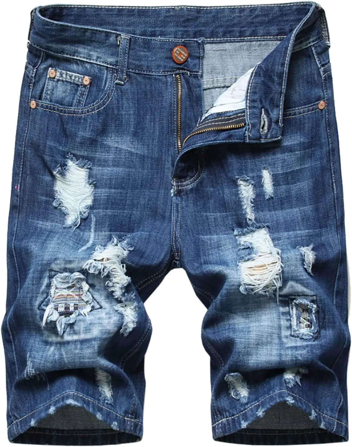 Mens Big and Tall Jean Shorts Vintage Ripped Distressed Denim Shorts Slim Fit Summer Casual Straight Moto Biker Jeans