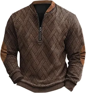 Men's Crewneck Sweatshirts Men's Casual Fashion Loose 3D Printed Zipper Long Casual V Neck Slim Fit Pullover T-Shirt
