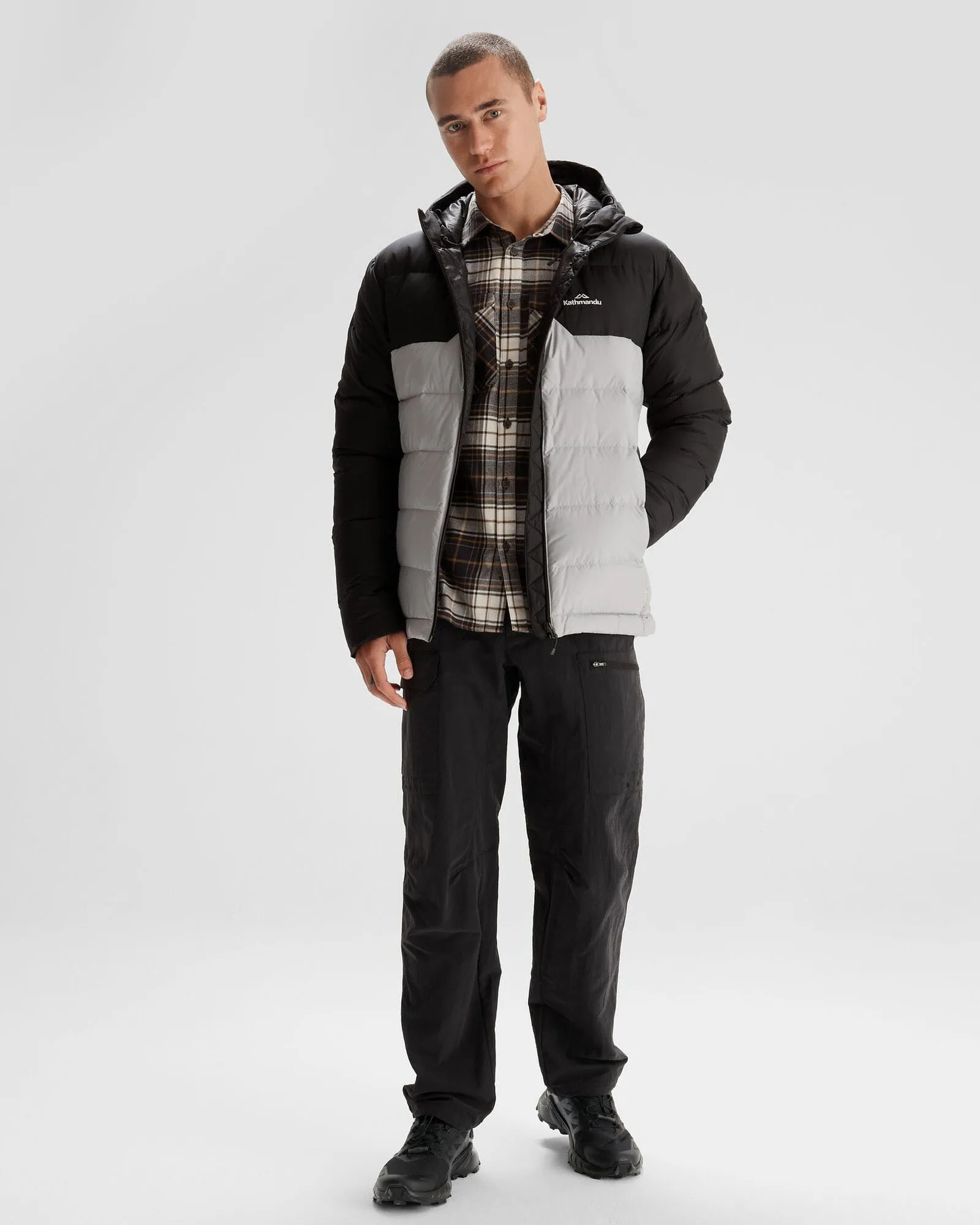 Men's Epiq Hooded Down Jacket - Steel Grey/Black