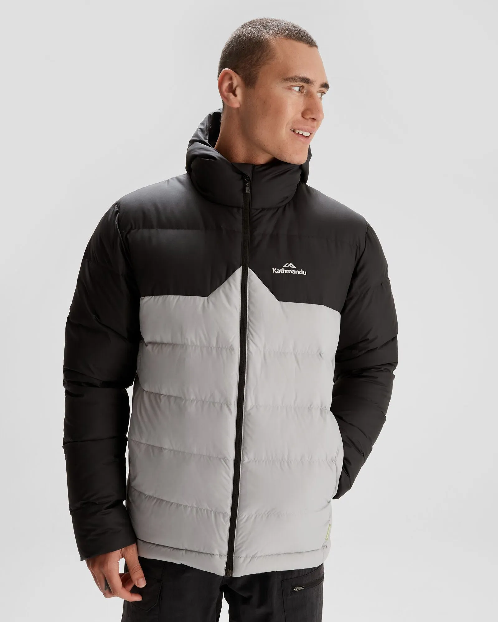 Men's Epiq Hooded Down Jacket - Steel Grey/Black