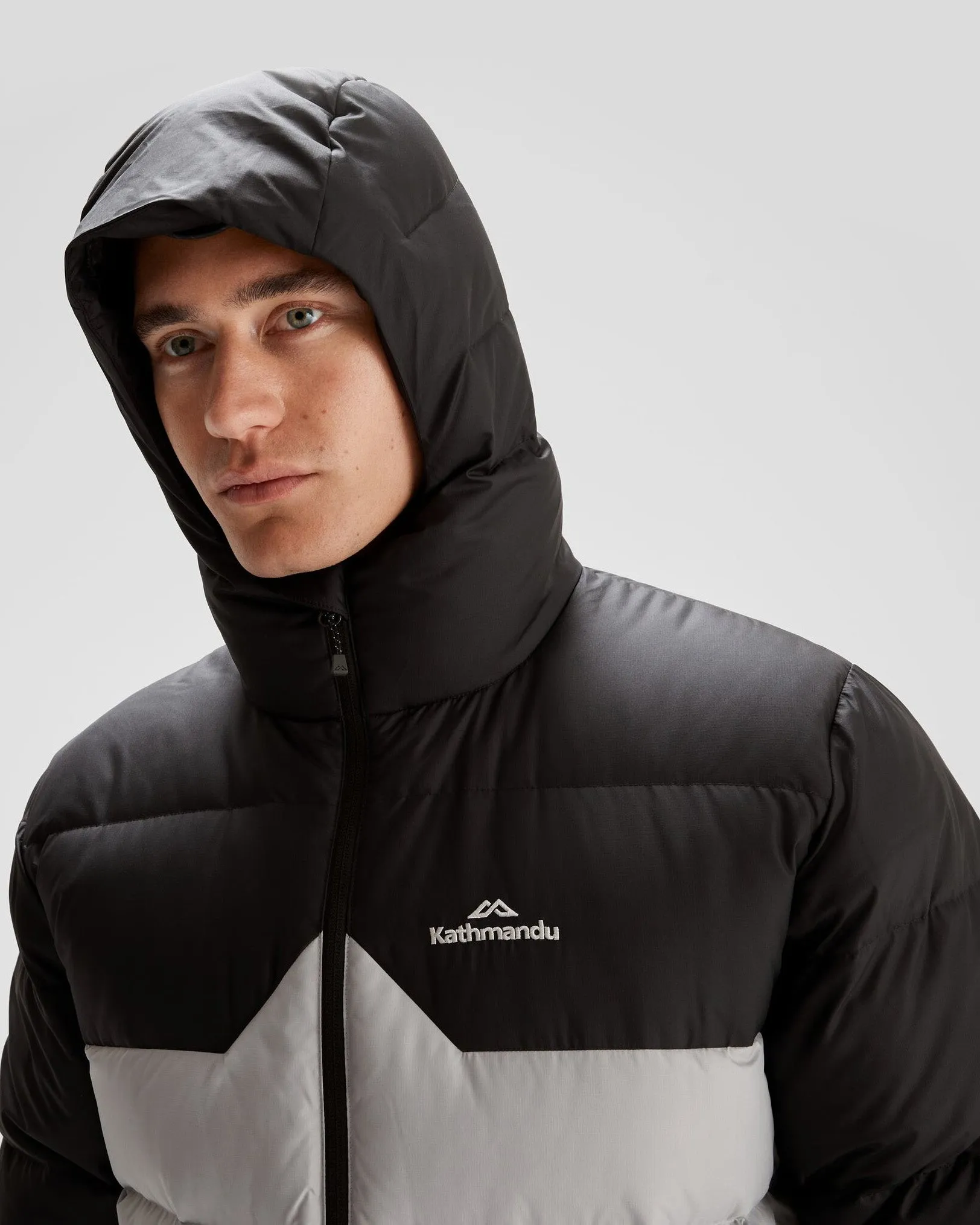 Men's Epiq Hooded Down Jacket - Steel Grey/Black