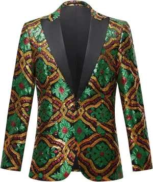 Men's Fashion Colorful Pattern Sequin Blazer Blazer