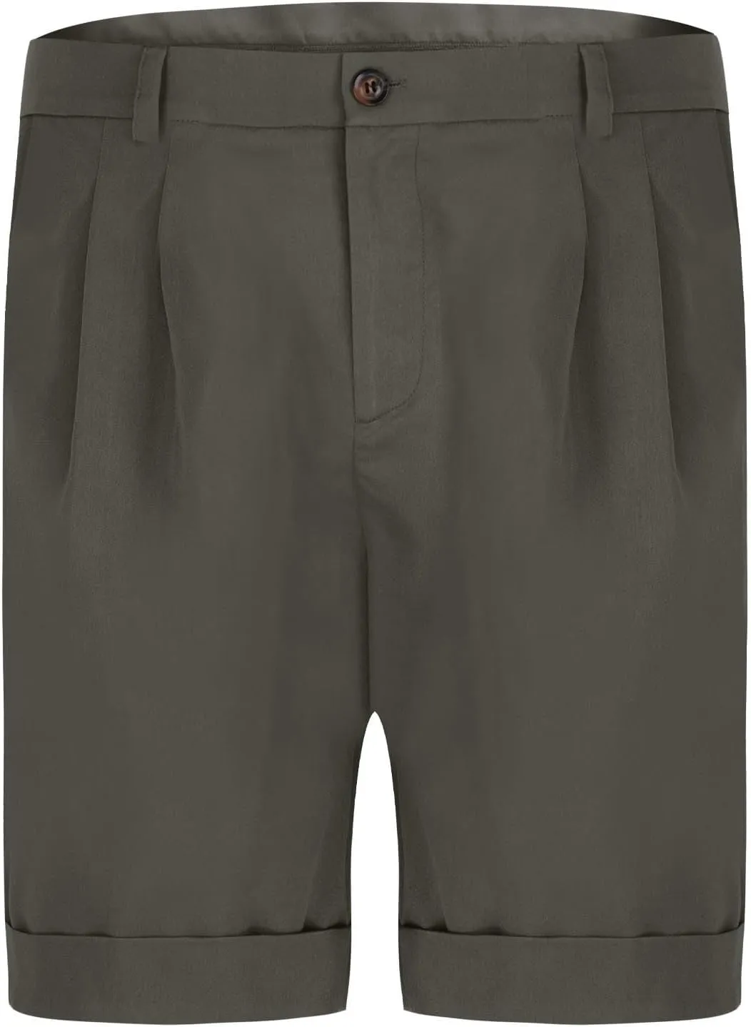 Mens Golf Chino Shorts Summer Beach Relaxted-Fit Pleated Front Button Waist Suit Shorts Solid Work Basic Short Pants