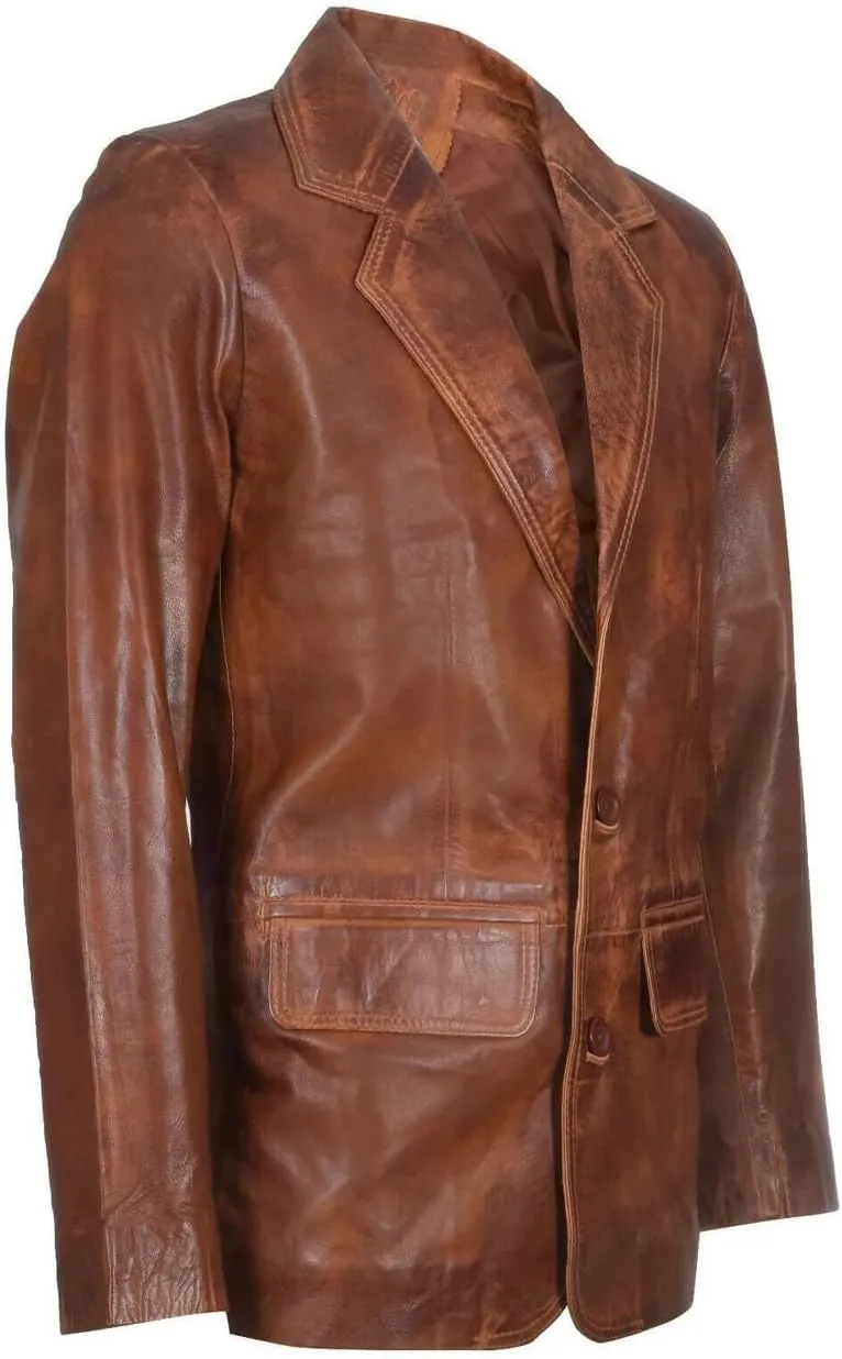 Men's Lambskin Genuine Leather Blazer Coat | Casual Wear Leather Blazers | Black Real Lambskin Leather Jacket Blazer Coat