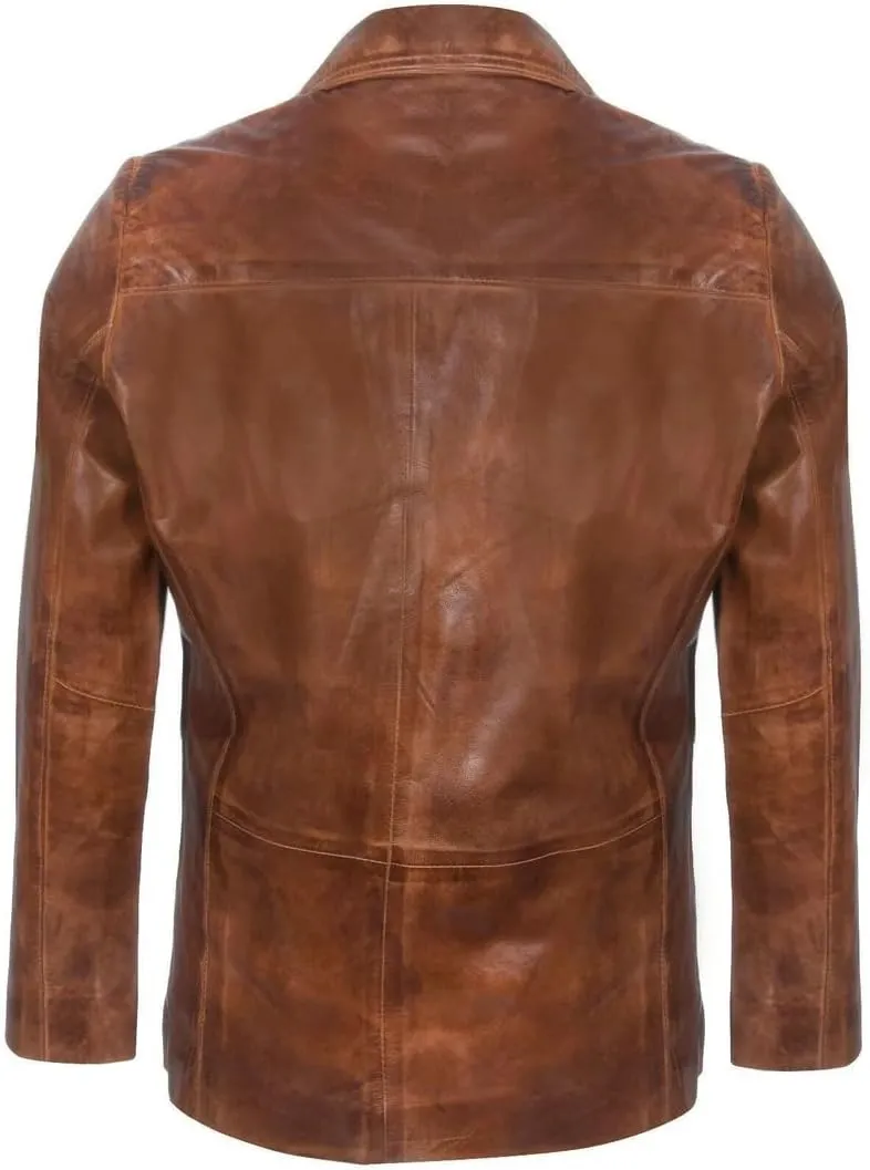 Men's Lambskin Genuine Leather Blazer Coat | Casual Wear Leather Blazers | Black Real Lambskin Leather Jacket Blazer Coat