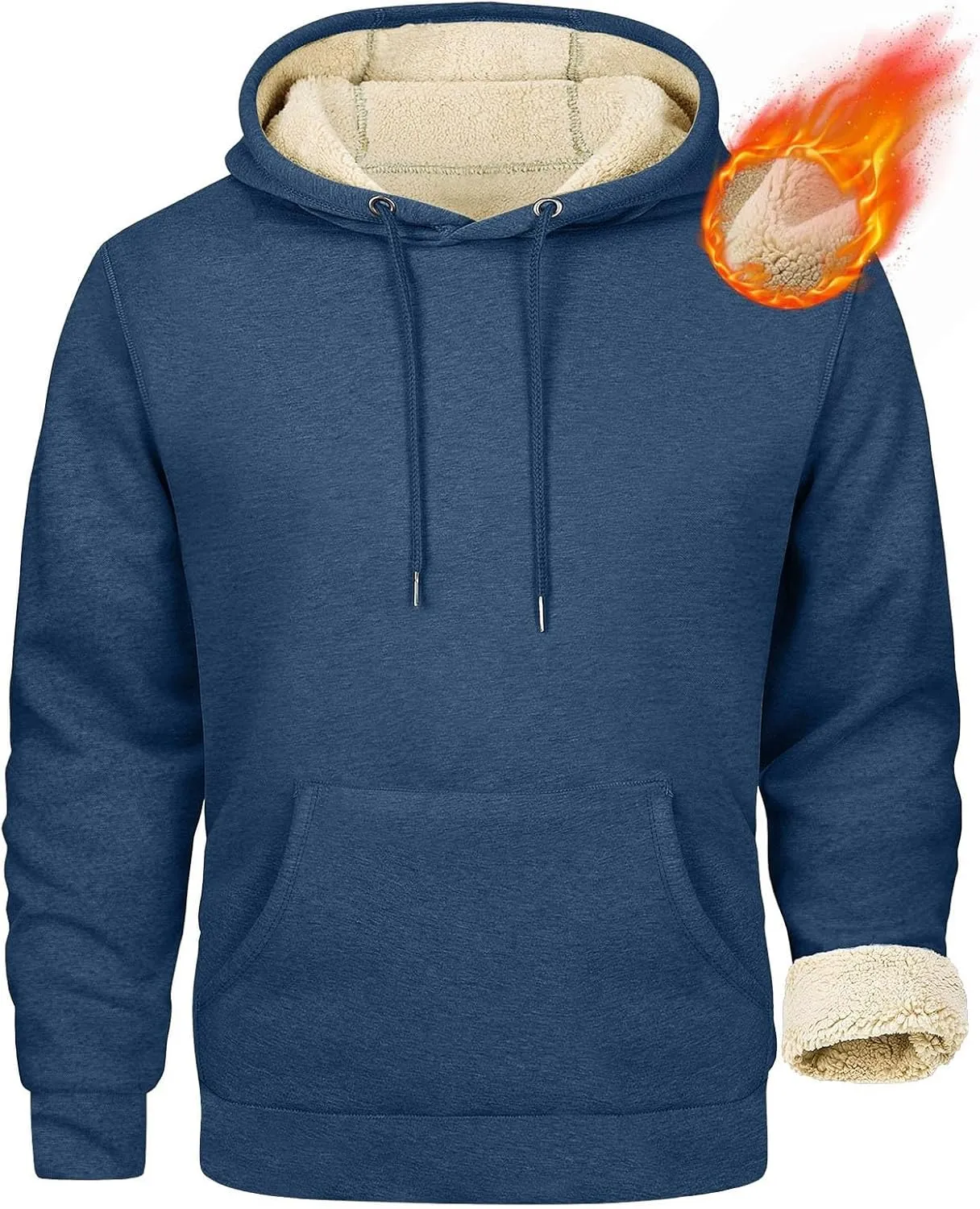 Men's Oversized Heavyweight Fleece Hoodie Winter Casual Hoodies Pullover Hooded Sweatshirts for Men with Pockets