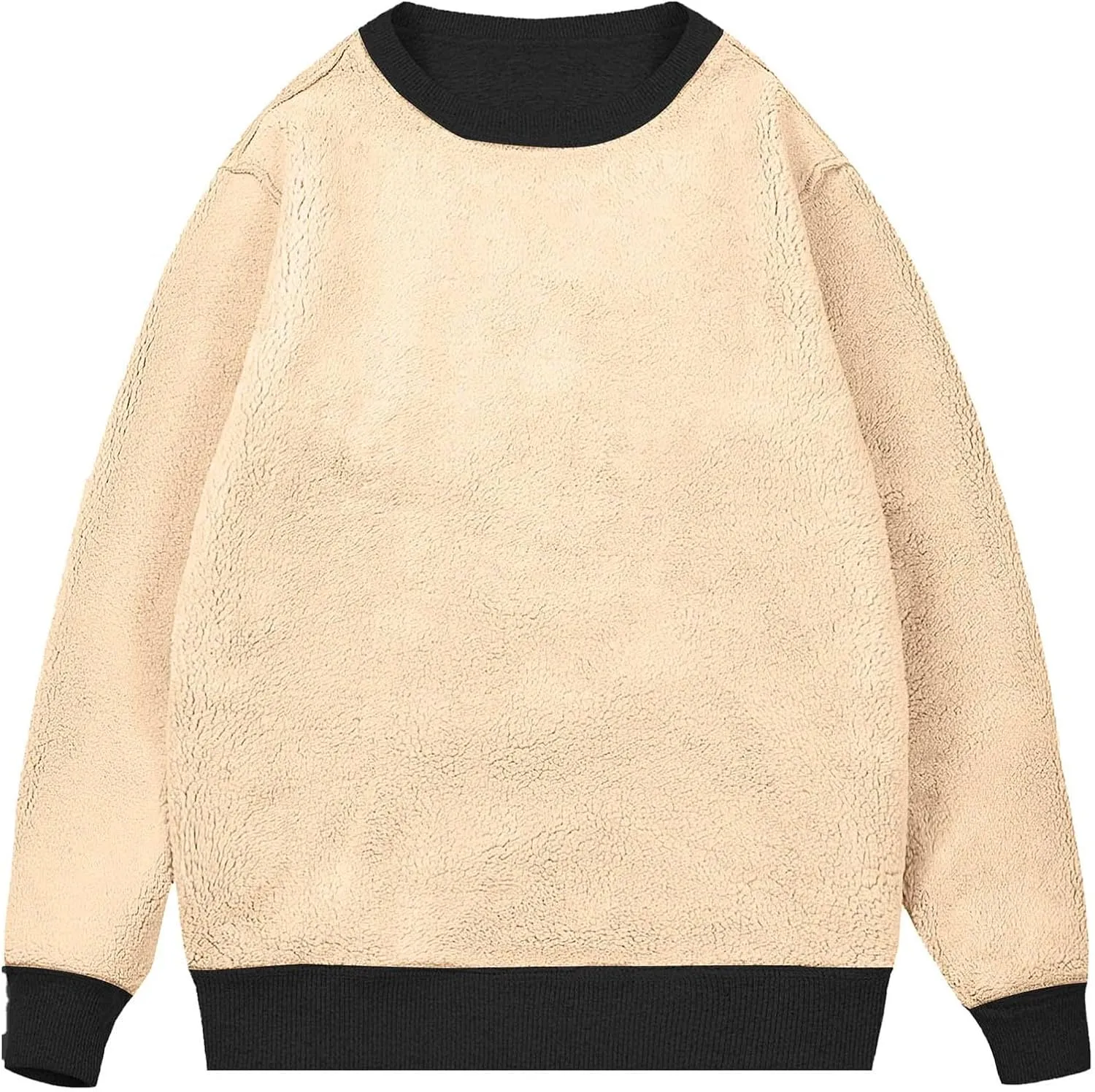 Men's Spring Autumn Winter Round Neck Sweater Simple Style Tops Trendy Loose Plus Velvet Oversized Distressed Sweatshirt