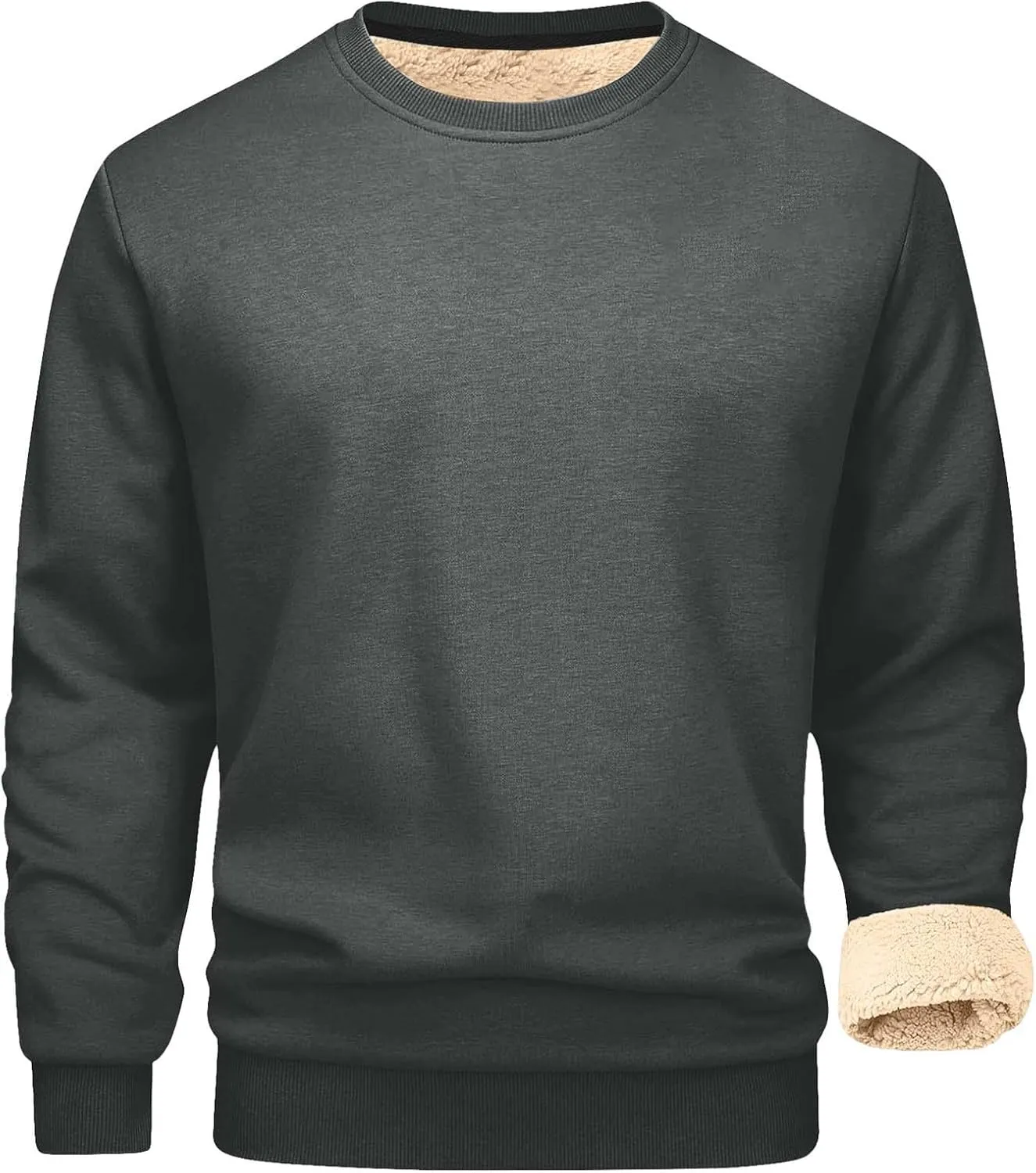 Men's Spring Autumn Winter Round Neck Sweater Simple Style Tops Trendy Loose Plus Velvet Oversized Distressed Sweatshirt