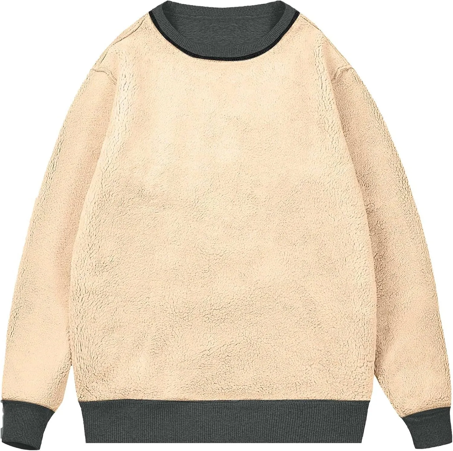 Men's Spring Autumn Winter Round Neck Sweater Simple Style Tops Trendy Loose Plus Velvet Oversized Distressed Sweatshirt