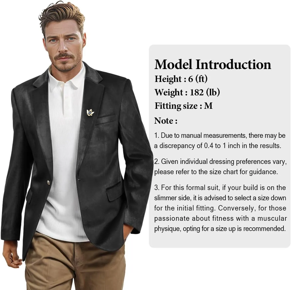 Men's Velvet Blazer for Casual Men's Blazer one-Button Lapel Tuxedo with Brooch Dinner Party Wedding Prom Party