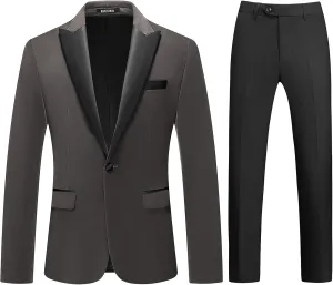 Mens Velvet Suits 2 Piece Slim Fit for Men Tuxedo Blazer Peaked Lapel One Button Wedding Dinner Jacket & Pants Suits