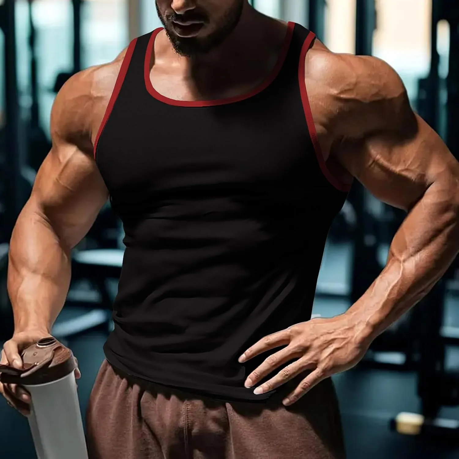 Men's Workout Tank Top Casual Soft Sleeveless Gym Muscle Shirts Bodybuilding Tee