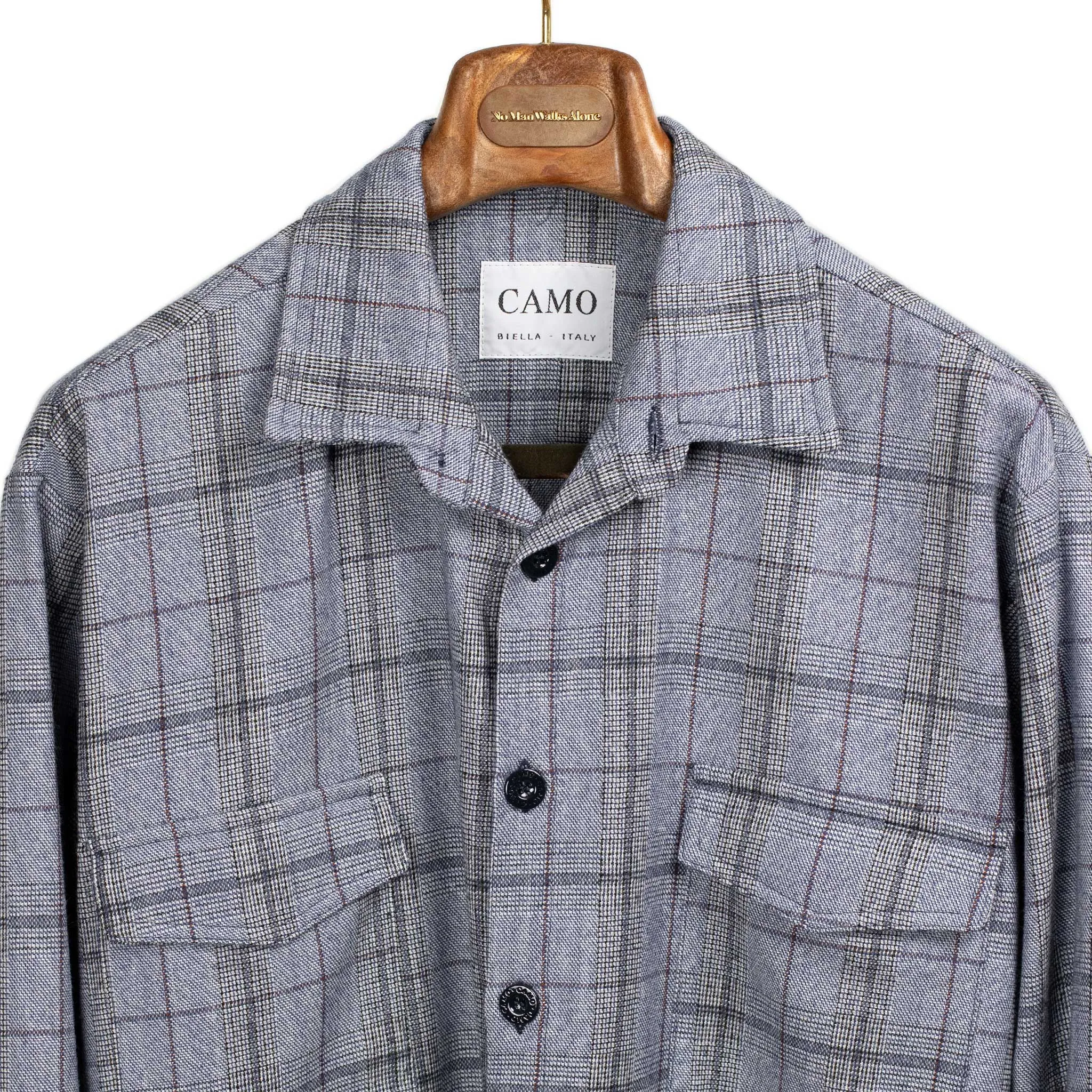 Meydan releaxed shirt jacket in "Sky Check" wool