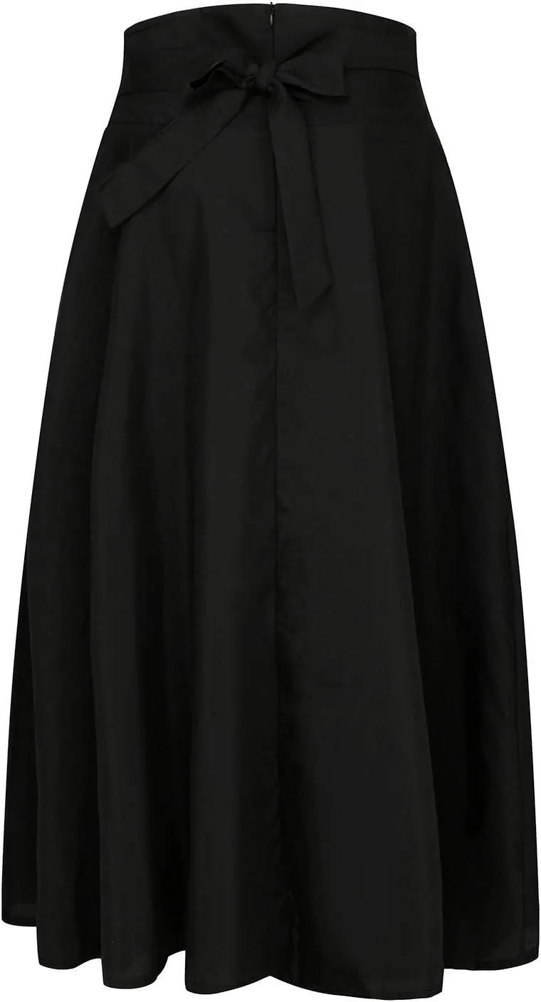 Midi Skirts for Waist Solid Skirt Elegant Womens Pleated Maxi Elastic Skirts High Waist Pleated A-Line Double