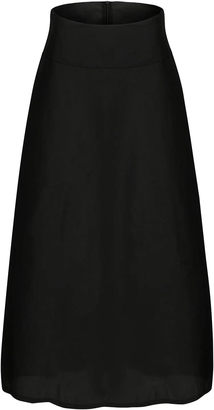 Midi Skirts for Waist Solid Skirt Elegant Womens Pleated Maxi Elastic Skirts High Waist Pleated A-Line Double