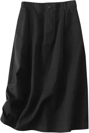 Midi Skirts for Women Cargo Skirts with Pockets Casual Baggy Long Sweater Skirt Button Ankle Length High Waist Skirt
