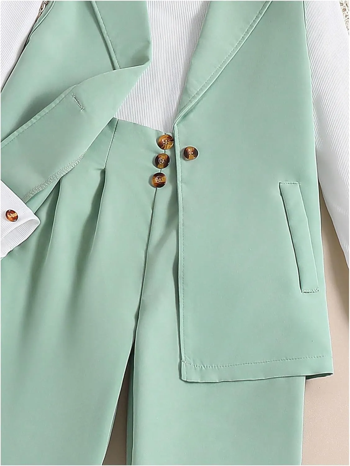 Milumia Girl's 3 Piece Outfits Long Sleeve Tee Shirt and Blazer Vest with Pants