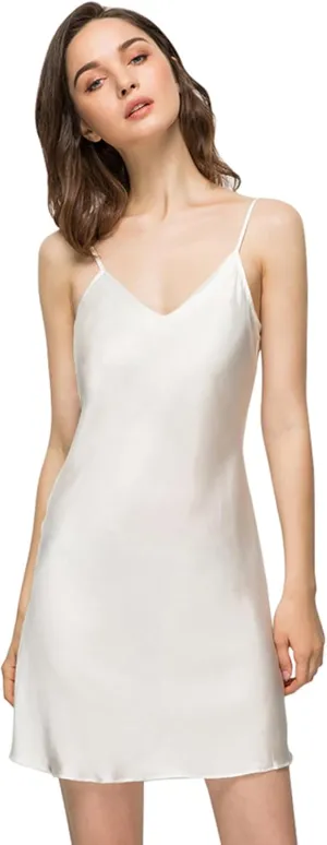 Miqieer Women's Long Silky Tank Top Adjustable Spaghetti Strap Camisole Slip Dress