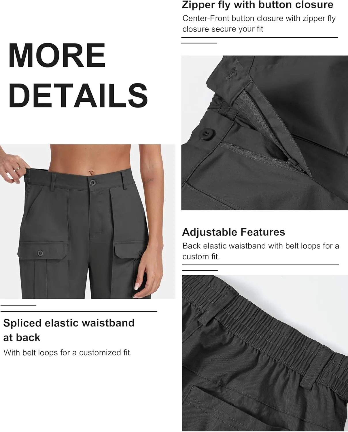 MoFiz Women's Cargo Bermuda Shorts Long Cotton Hiking Twill Chino Shorts Elastic Waist for Summer Casual Golf Travel Outdoor