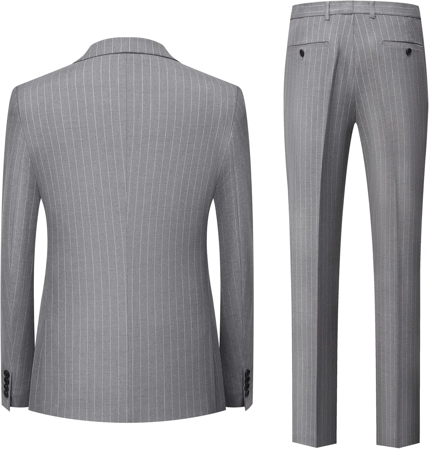 MOGU Mens Double Breasted Pinstripe Suit 2 Piece Slim Fit Tuxedo Formal Jacket and Pants for Business Wedding Prom