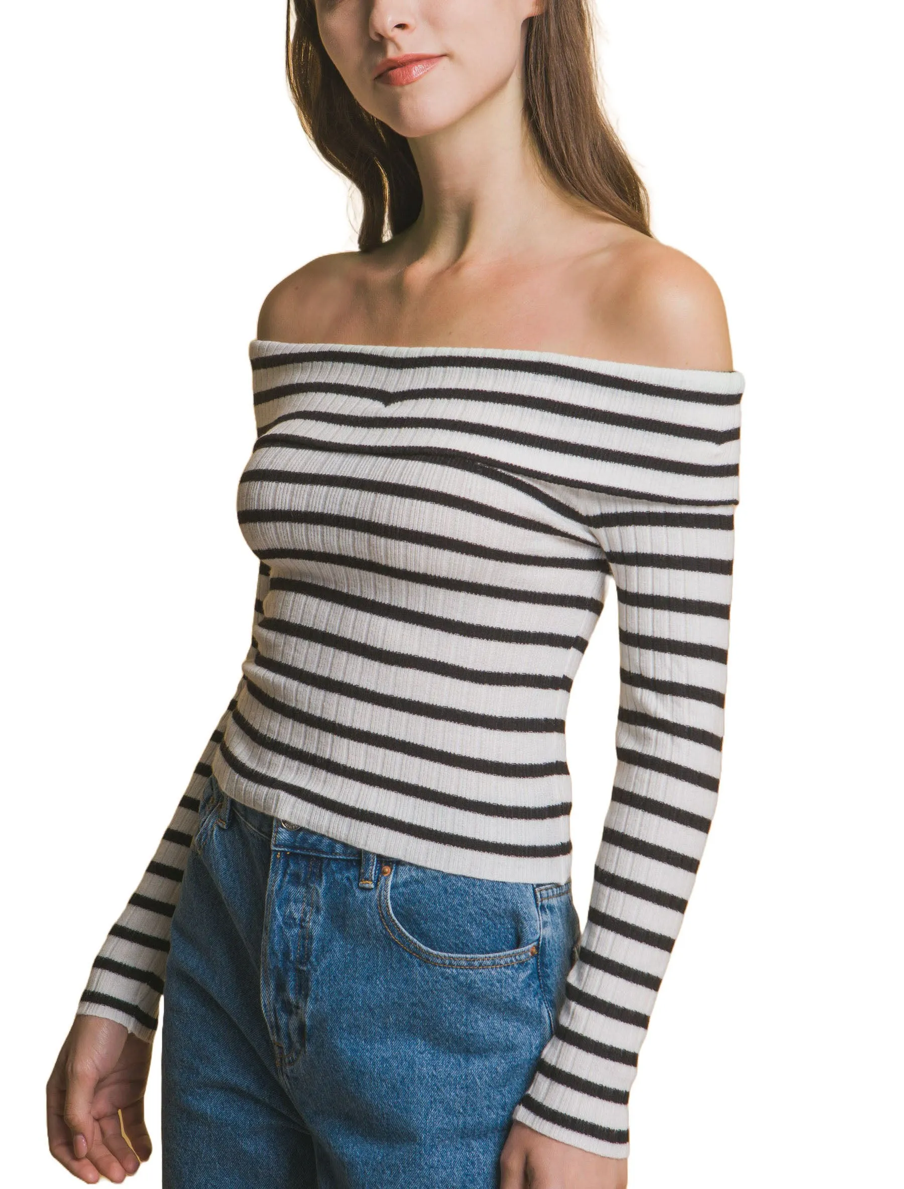 Moonbeam Stripe Bardot Top
