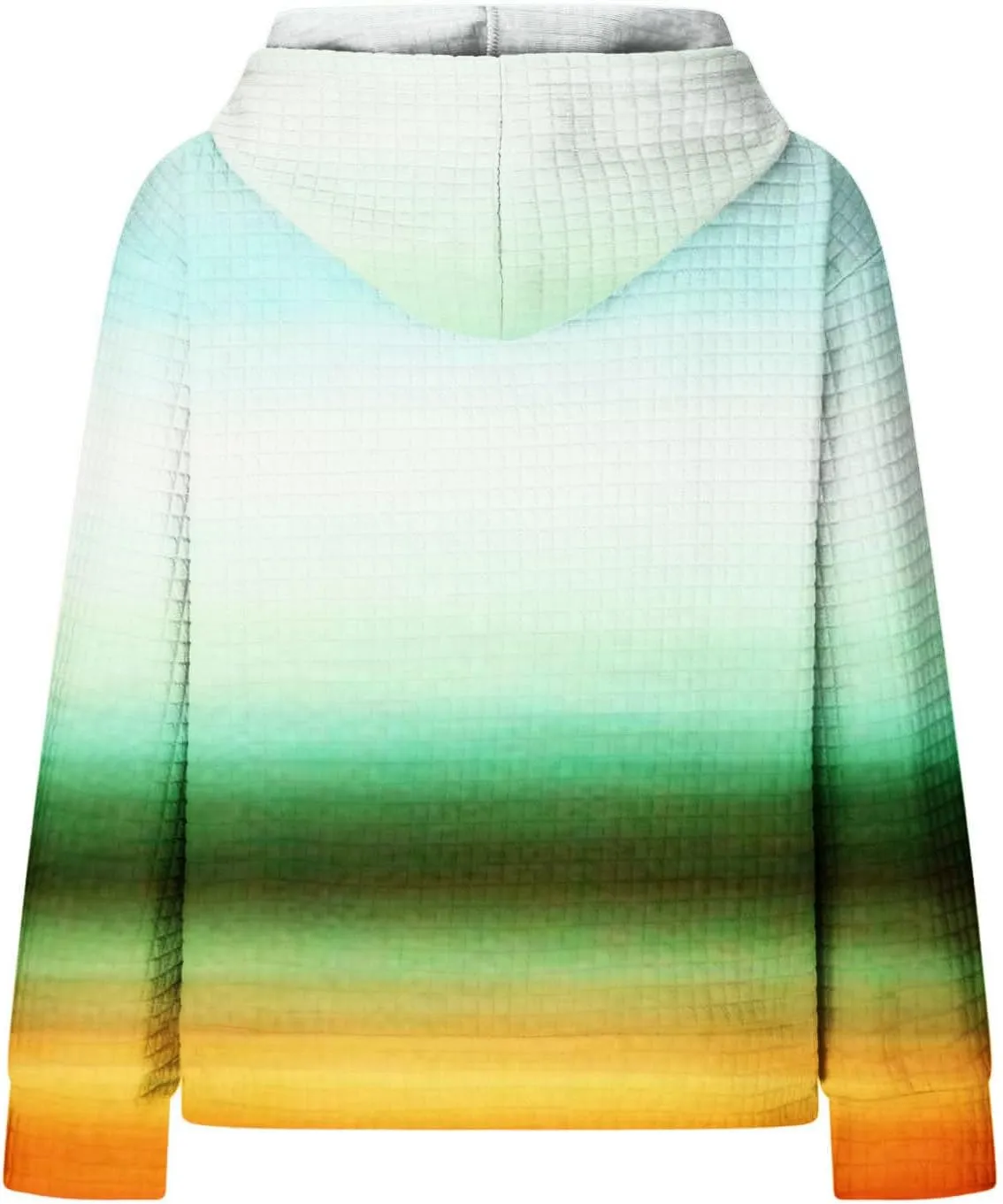 Mzkdieey Women's Fashion Long Sleeve Striped Color Block Waffle Knit Hoodie Oversized Crew Neck Loose Pullover Jumper Tops