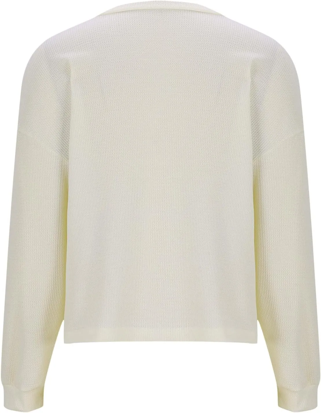 Mzkdieey Womens Waffle Knit Sweatshirts Oversized Crewneck Sweater 2024 Long Sleeve Solid Color Pullover Jumper Tops