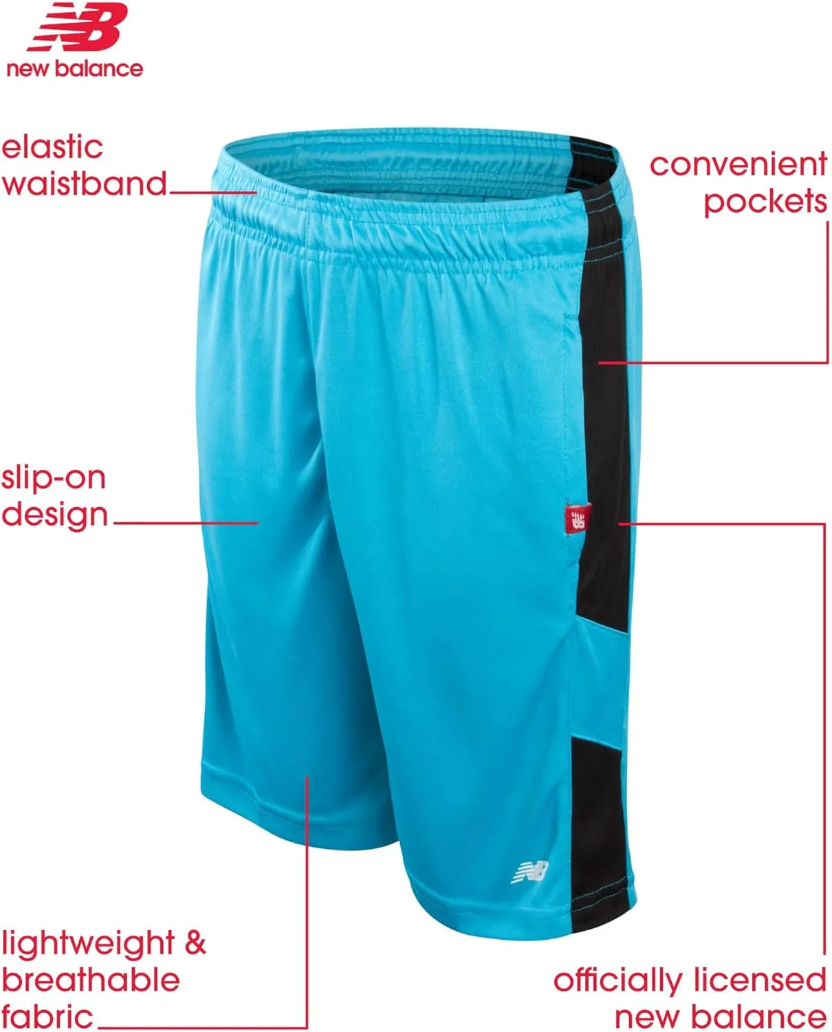 New Balance Boys Athletic Shorts - Moisture-Wicking Performance Mesh Active Shorts for Boys for Running and Sports (4-20)