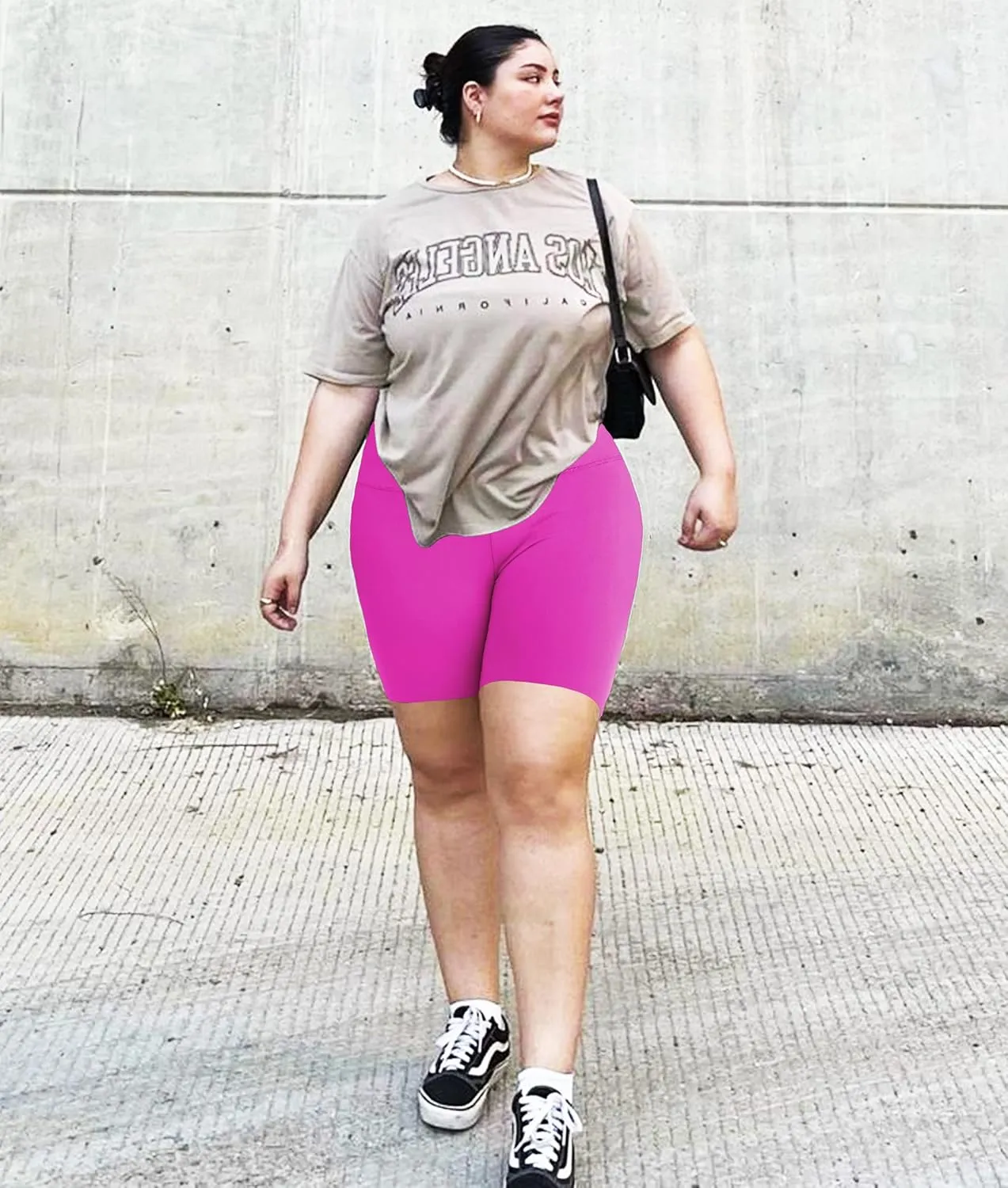 NEW YOUNG 3 Pack Plus Size Biker Shorts with Pockets for Women-High Waisted 8" Yoga Pants Workout Shorts