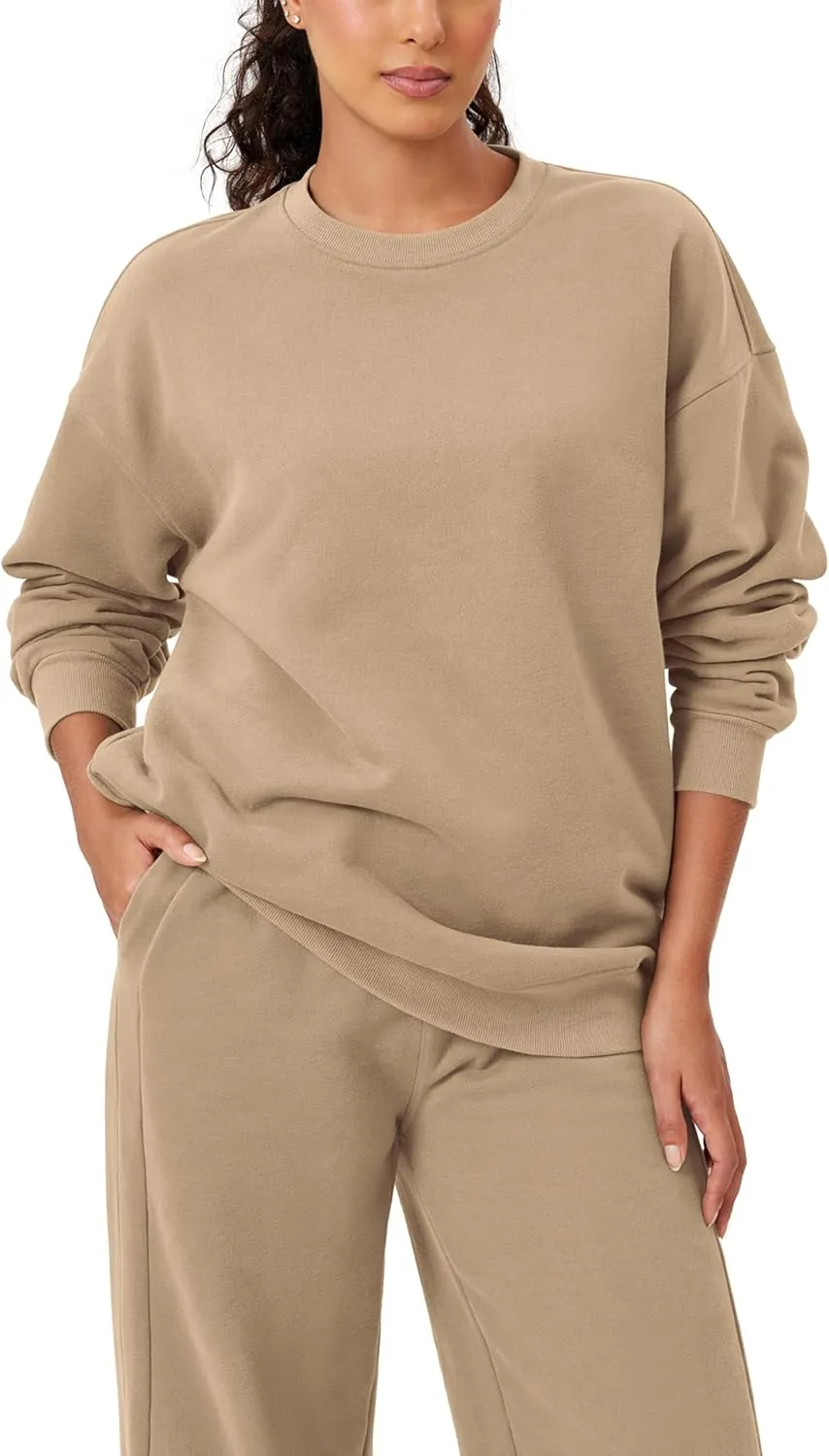 ODODOS Women's Fleece Lined Oversized Sweatshirts Long Sleeve Crew Neck Pullover Top