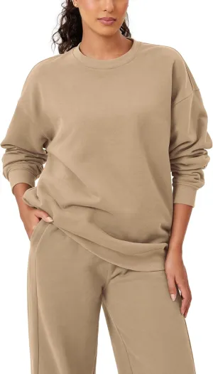 ODODOS Women's Fleece Lined Oversized Sweatshirts Long Sleeve Crew Neck Pullover Top