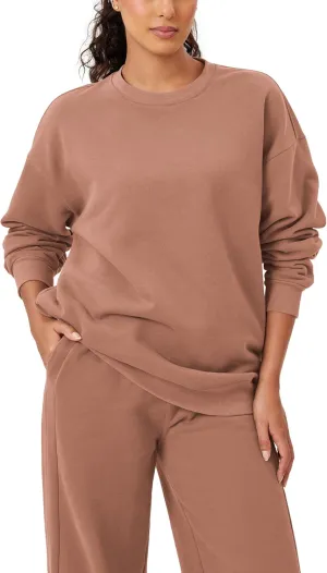 ODODOS Women's Fleece Lined Oversized Sweatshirts Long Sleeve Crew Neck Pullover Top