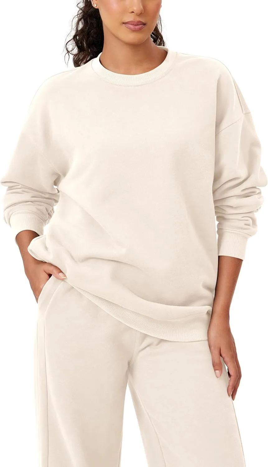 ODODOS Women's Fleece Lined Oversized Sweatshirts Long Sleeve Crew Neck Pullover Top