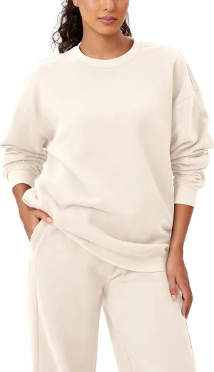 ODODOS Women's Fleece Lined Oversized Sweatshirts Long Sleeve Crew Neck Pullover Top