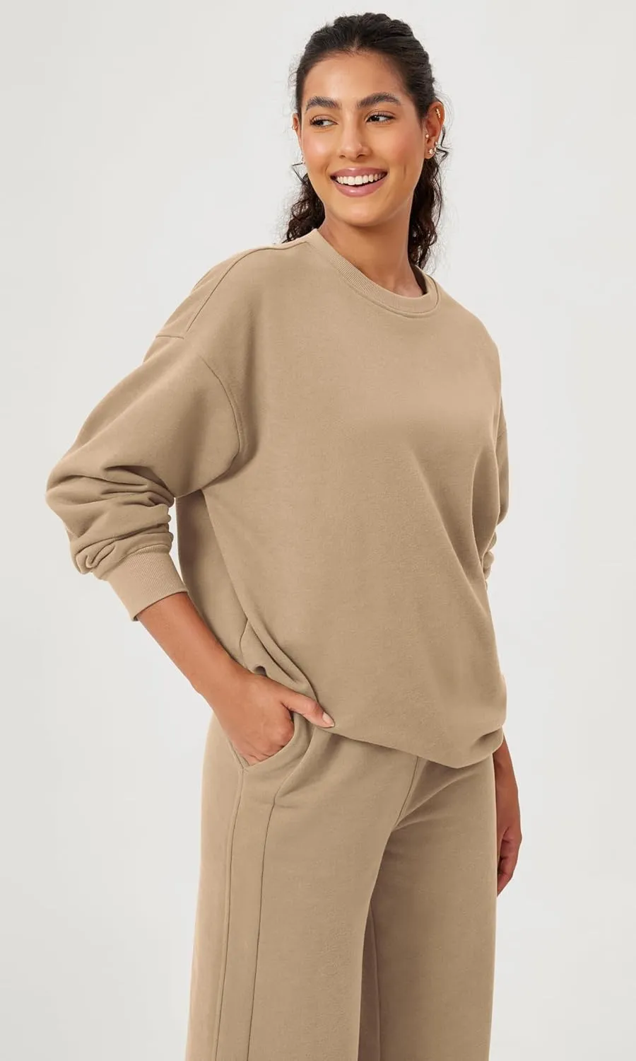 ODODOS Women's Fleece Lined Oversized Sweatshirts Long Sleeve Crew Neck Pullover Top