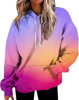 Oversized Hoodies for Women Drawstring Plus Size Graphic Hoodie Loose Fit Drop Shoulder Hooded Sweatshirts w/Pockets