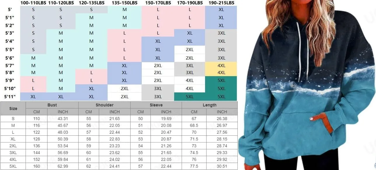 Oversized Hoodies for Women Drawstring Plus Size Graphic Hoodie Loose Fit Drop Shoulder Hooded Sweatshirts w/Pockets