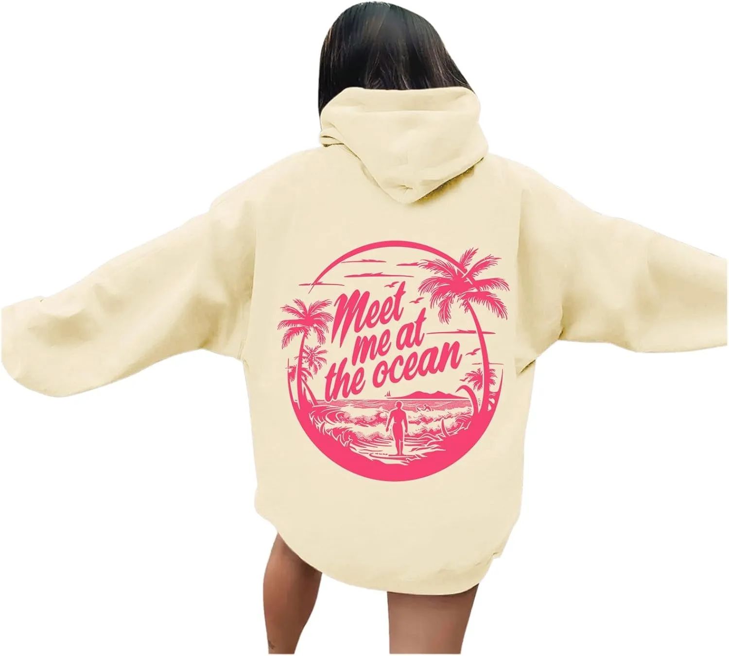 Oversized Hoodies for Women, Teen Girls Preppy Sweatshirt Long Sleeve Y2K Graphic Tees with Pockets