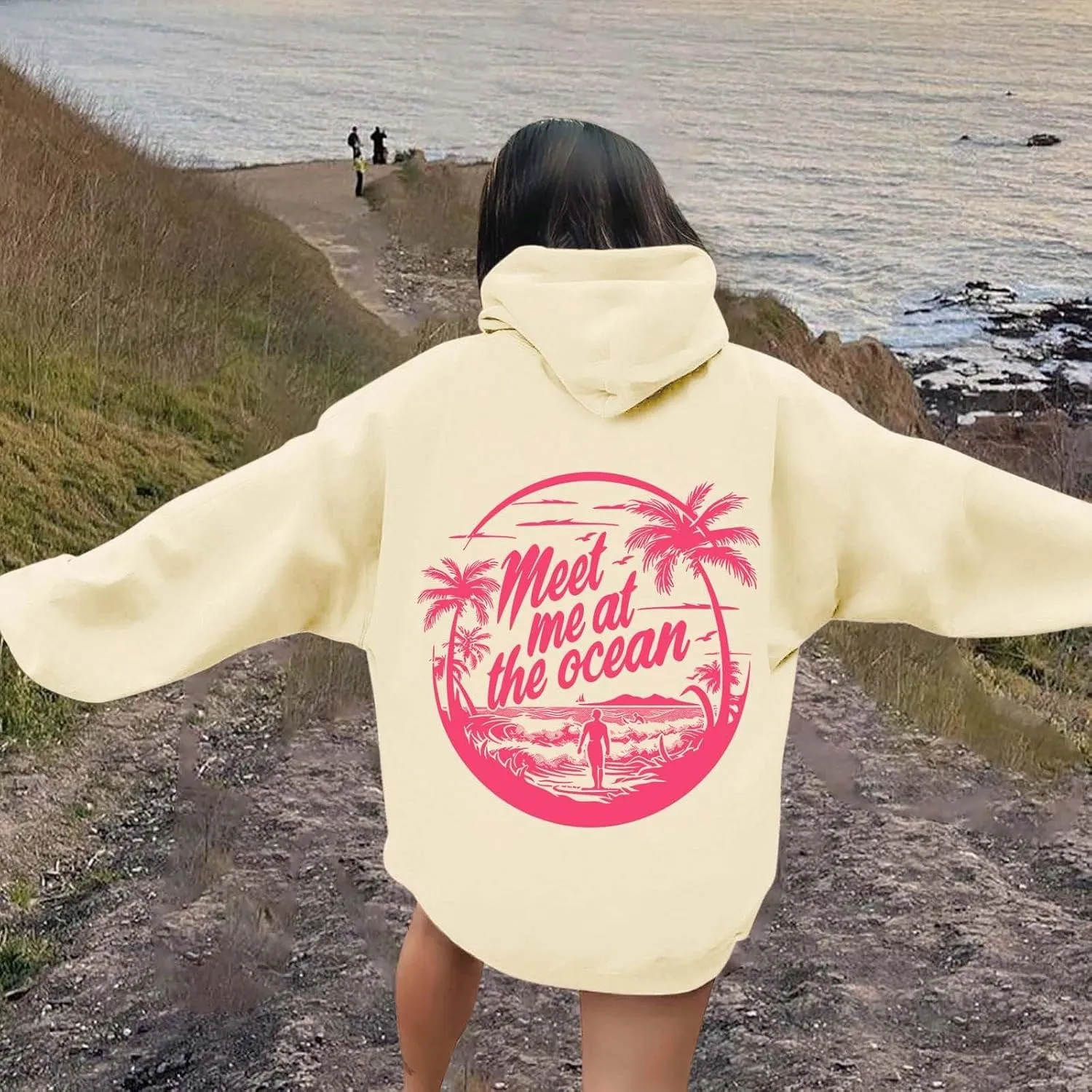 Oversized Hoodies for Women, Teen Girls Preppy Sweatshirt Long Sleeve Y2K Graphic Tees with Pockets