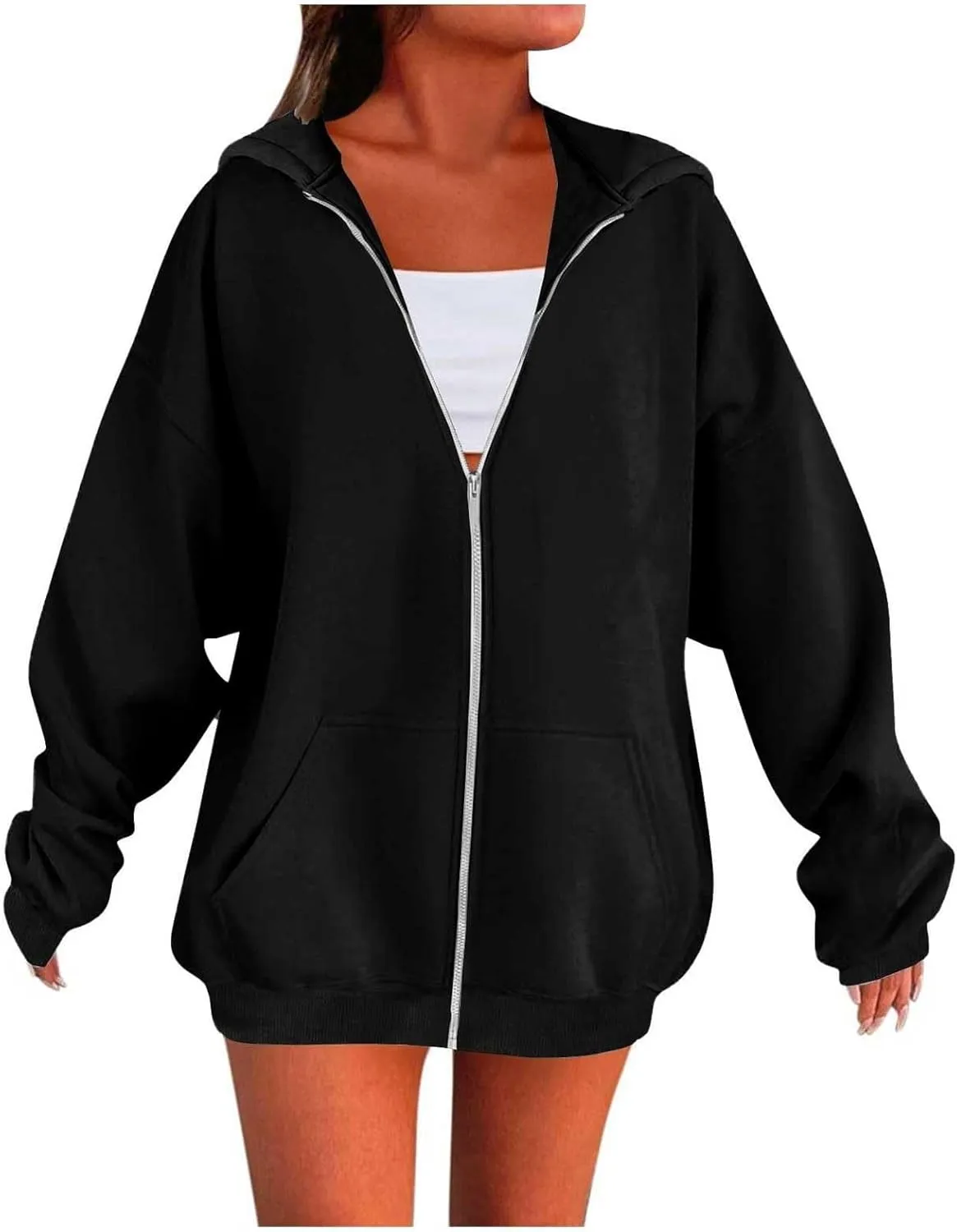Oversized Hoodies for Women Trendy Plus Size Long Sleeve Cute Zip Up Sweatshirts Y2k Casual Fall Fashion 2024 Clothes