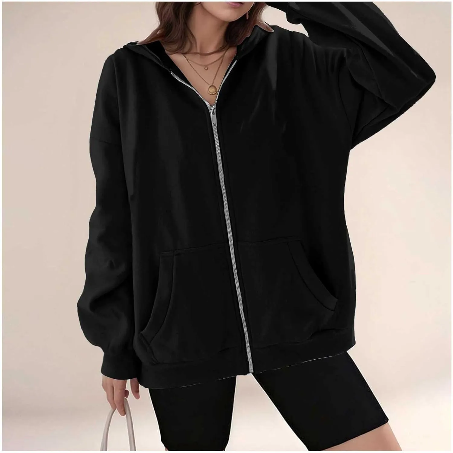 Oversized Hoodies for Women Trendy Plus Size Long Sleeve Cute Zip Up Sweatshirts Y2k Casual Fall Fashion 2024 Clothes