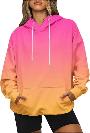 Oversized Sweatshirt for Women Kangaroo Pocket Hoodie Gradient Sweatshirt Hoodie Long Sleeve Fall Shirts for Women